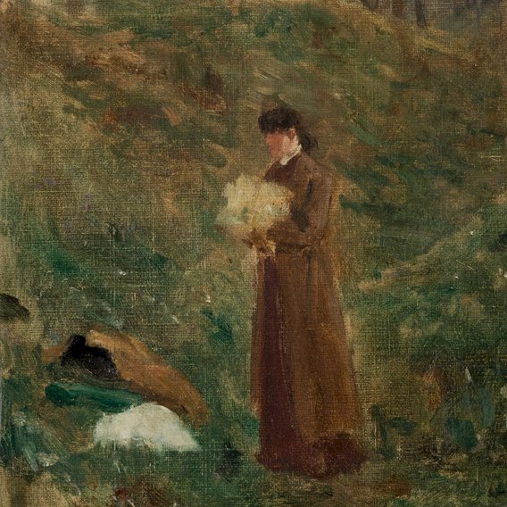 Félicien Rops - Dame dans un paysage boisé